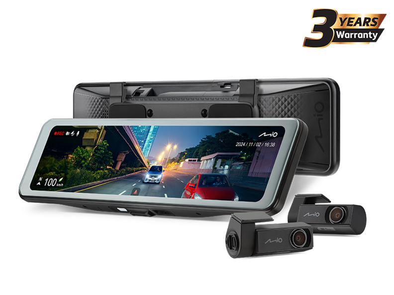 Mio MiVue&trade; R888W3 กล้อง E-Mirror ติดรถยนต์3กล้อง หน้า&หลังส่องภายนอก กับ หน้าหรือหลังส่องภายใน+เตือนกล้องตำรวจ ประกัน3ปี